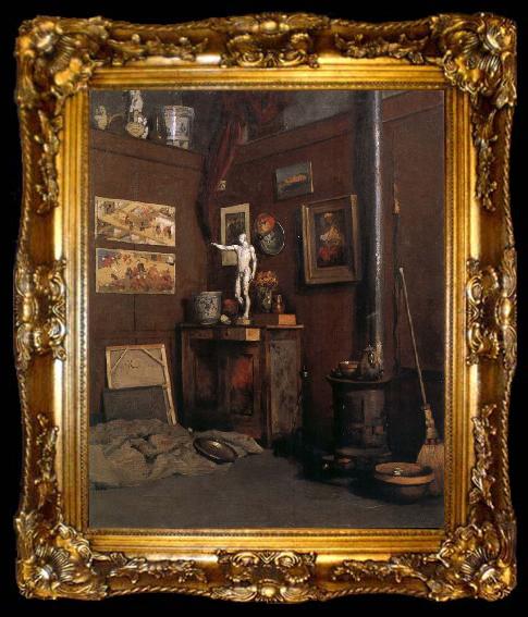 framed  Gustave Caillebotte The Studio having fireplace, ta009-2